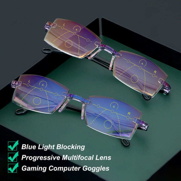 Gafas De Lectura De Doble Uso Progresivas De Zafiro De Alta Dureza Y Anti - Luz Azul
