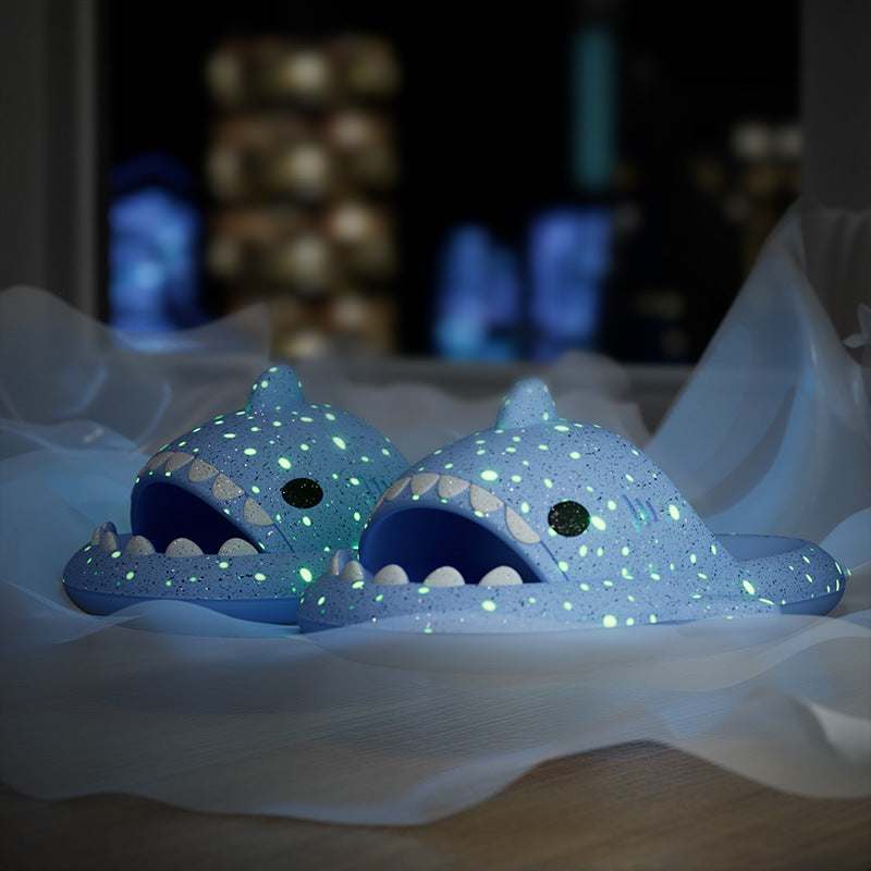 Zapatillas Shark Con Diseño De Lámparas De Noche Estrellada Zapatillas De Baño Zapatos De Mujer De Casa De Pareja