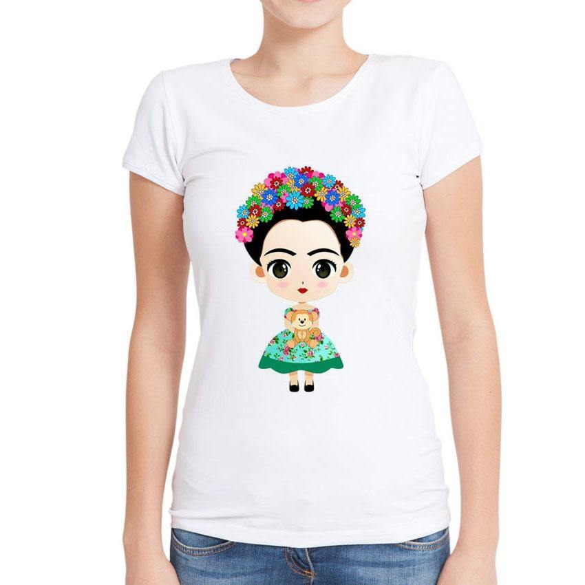 Camiseta de señoras de cuello redondo La pintora mexicana FRIDA - MXbueno