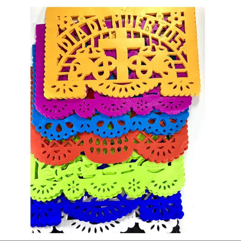 Guirnaldas de manta de fieltro con color multi para dias de los muertos - MXbueno