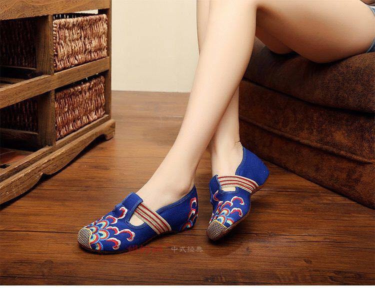 Zapatillas de lona con dibujo japones de onda para Señoras - MXbueno