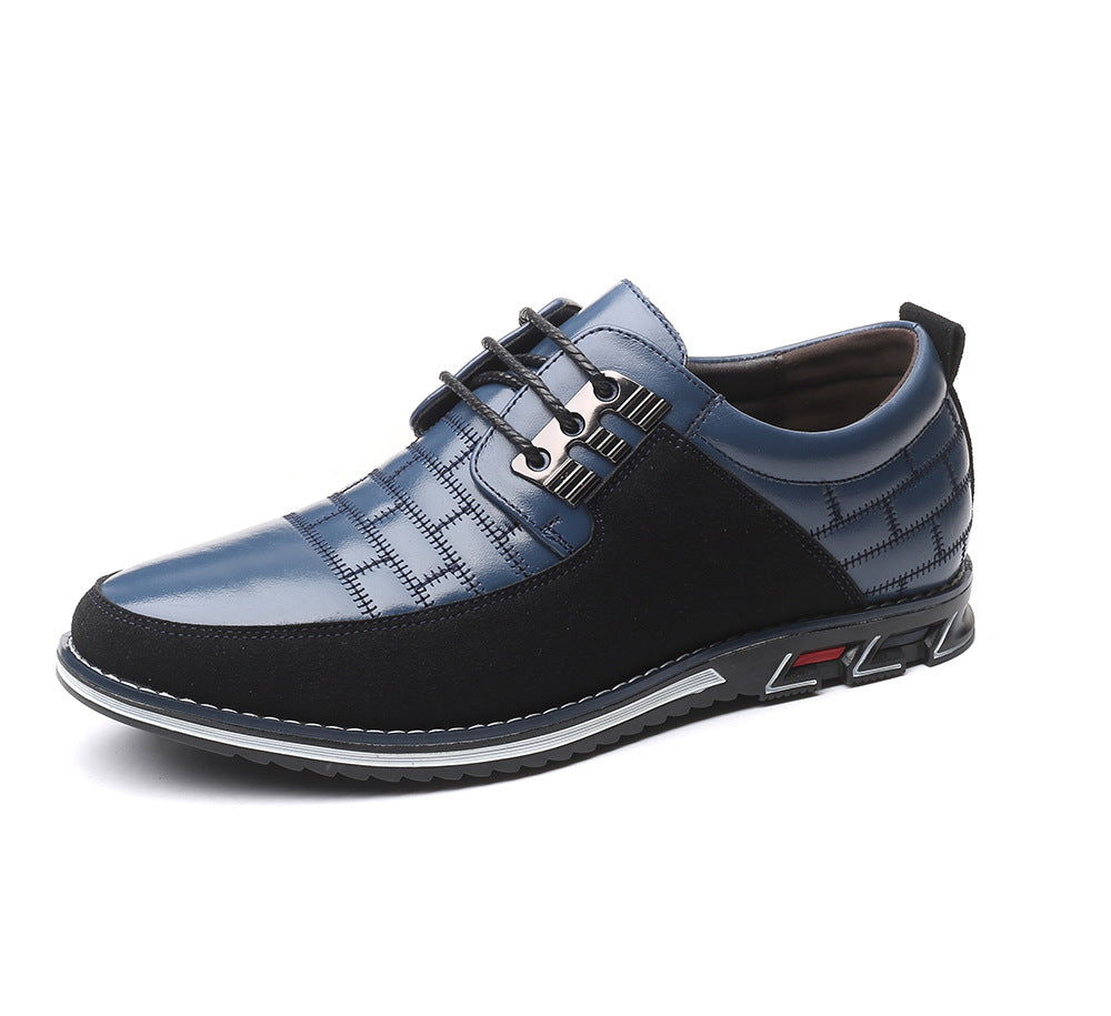 [M-Zapato] Zapatos Casuales Con Cordones De Un Solo Zapato De Punta Redonda Para Hombres