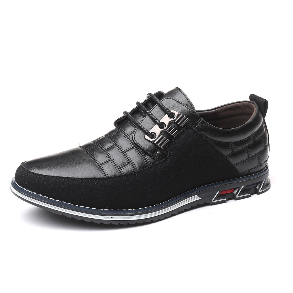 [M-Zapato] Zapatos Casuales Con Cordones De Un Solo Zapato De Punta Redonda Para Hombres