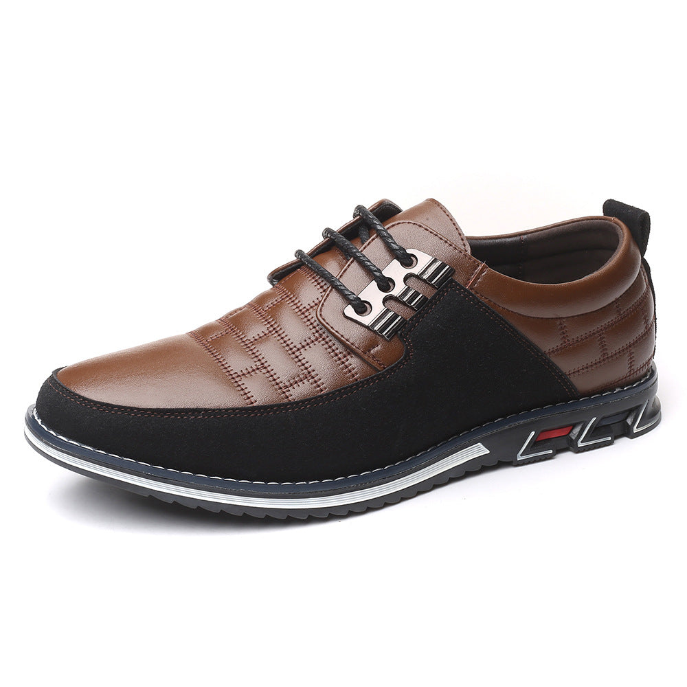 [M-Zapato] Zapatos Casuales Con Cordones De Un Solo Zapato De Punta Redonda Para Hombres