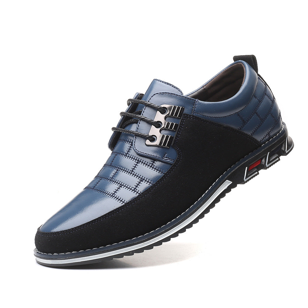 [M-Zapato] Zapatos Casuales Con Cordones De Un Solo Zapato De Punta Redonda Para Hombres