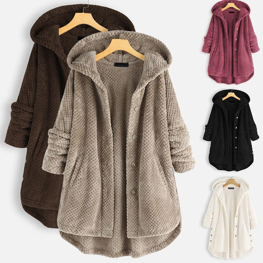 2020 nuevo invierno con capucha de doble cara vellón de media longitud abrigo - MXbueno