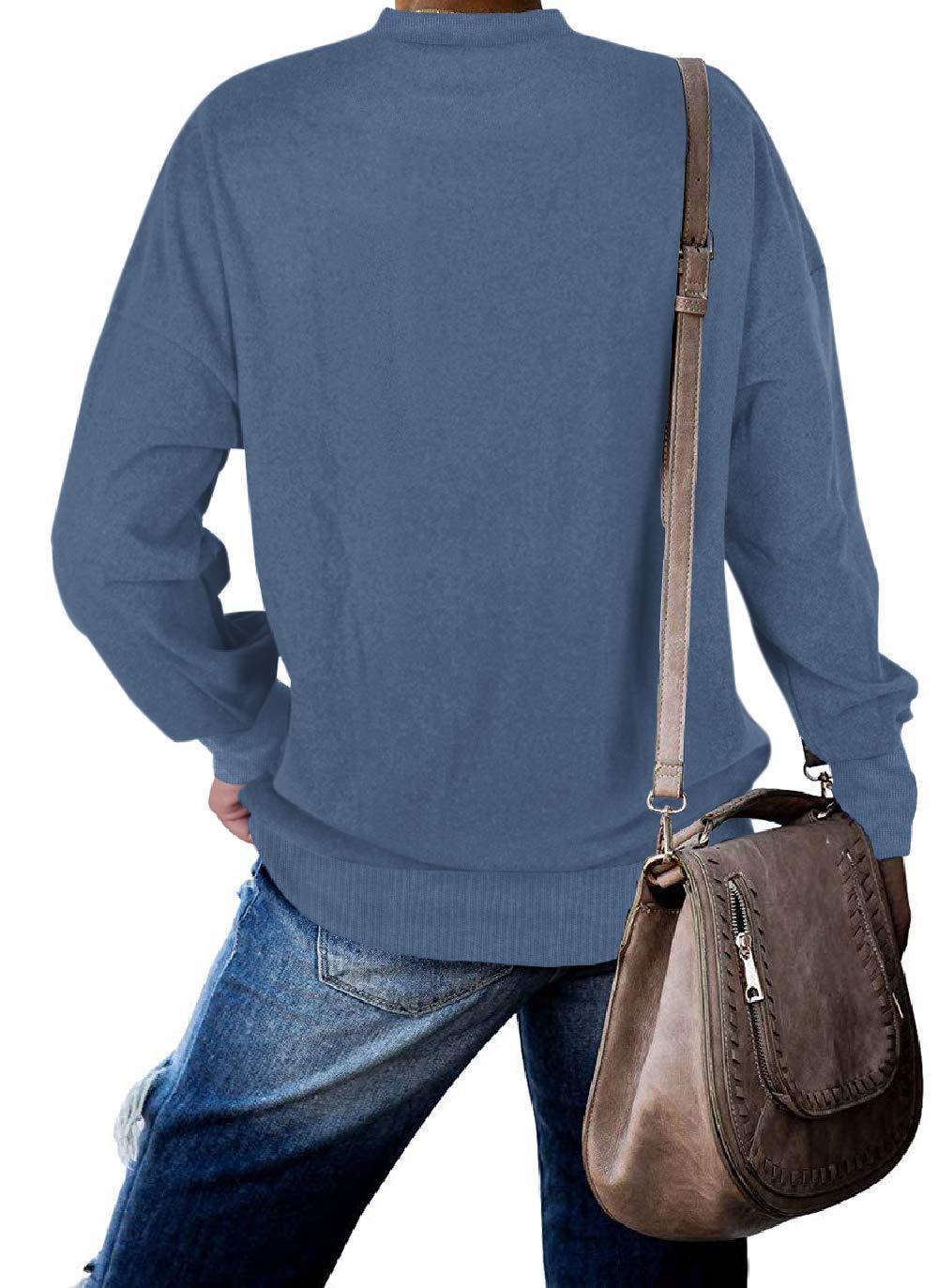 Camiseta de lana de manga larga de color sólido con cuello redondo - MXbueno
