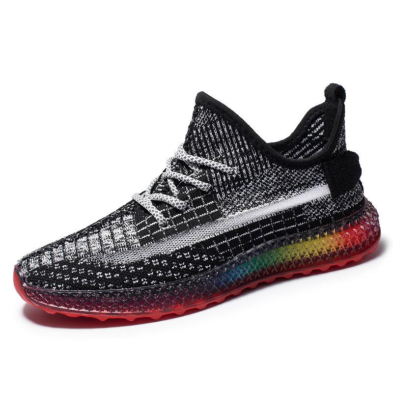 Zapatillas de deporte transpirables de tejido volador estrellado con fondo de arcoíris