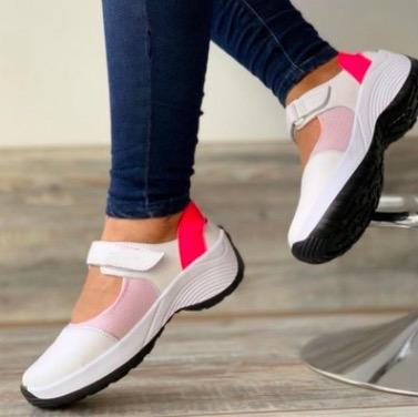 Zapatillas de deporte de plataforma resistentes al desgaste casual de costura para mujer