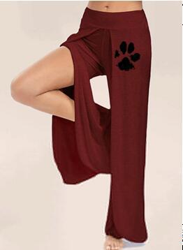 Patas de perro pierna ancha lado hendidura flowy Yoga pantalones
