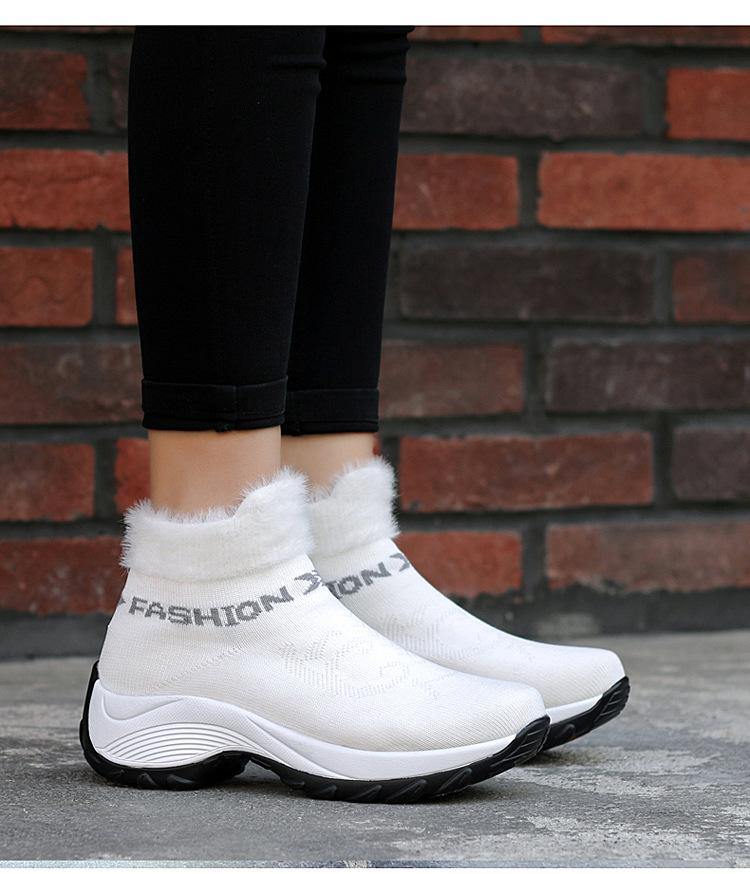 Tamaño grande Mujer Zapatos cómodos de plataforma con forro de piel de malla Casual Botas - MXbueno