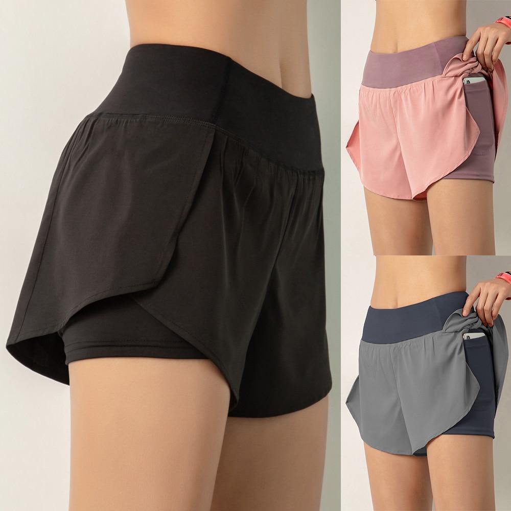 Pantalones cortos de yoga 2 en 1 para damas Gym Sport - MXbueno
