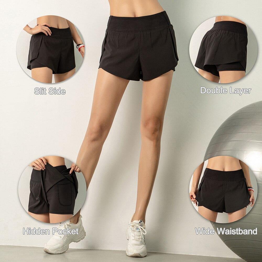 Pantalones cortos de yoga 2 en 1 para damas Gym Sport - MXbueno