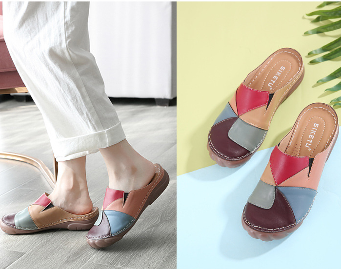 Zapatillas de plataforma cómodas y ligeras con puntera redonda que bloquean el color - MXbueno