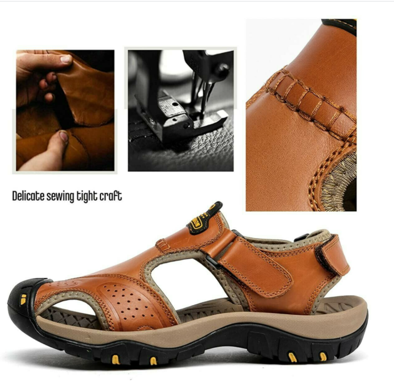 Sandalias de senderismo de cuero para hombres - MXbueno