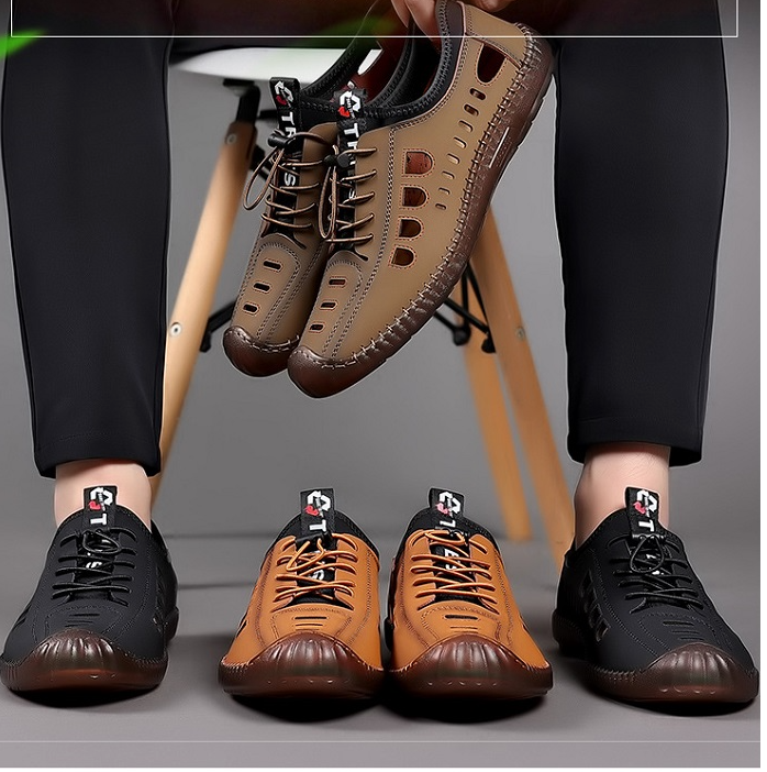 [M-Zapato] Zapatos Sin Cordones Con Suela Exterior Suave De Cuero
