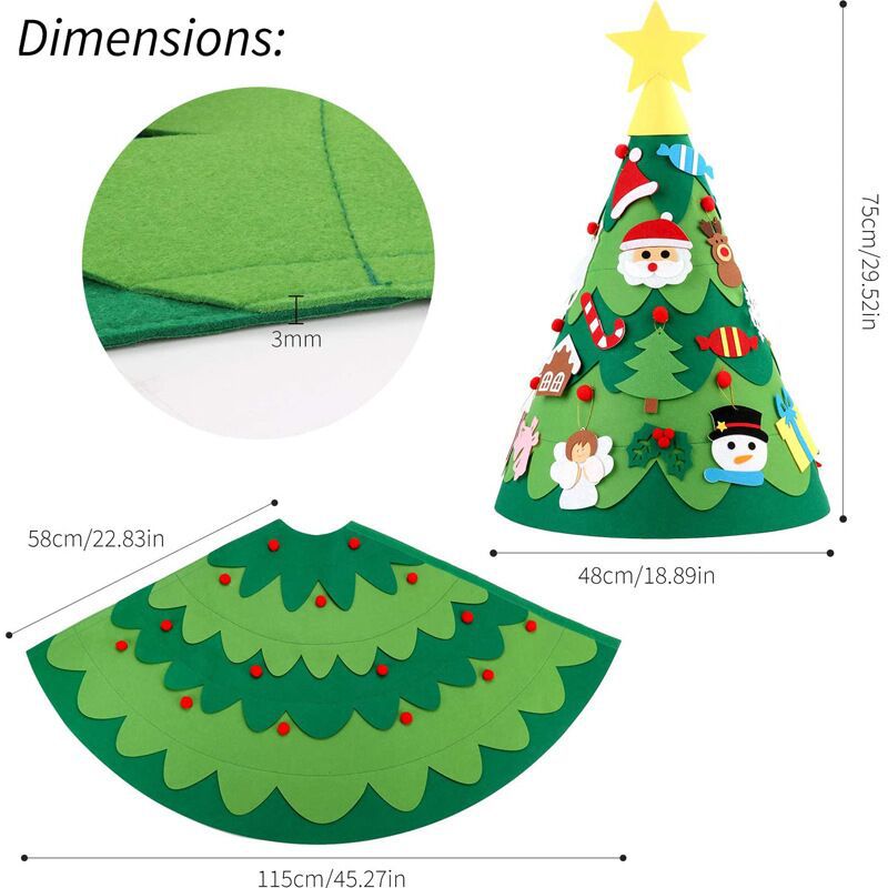[Árbol De Navidad De Fieltro] Árbol De Navidad De Fieltro Hecho A Mano DIY Decoración Navideña Tridimensional