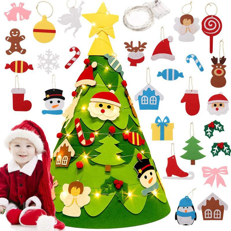 [Árbol De Navidad De Fieltro] Árbol De Navidad De Fieltro Hecho A Mano DIY Decoración Navideña Tridimensional