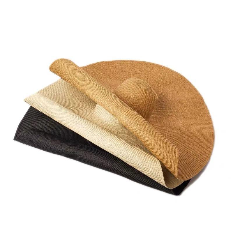 Sombrero de paja grande con protección UV Sombrero de sombrilla plegable - MXbueno