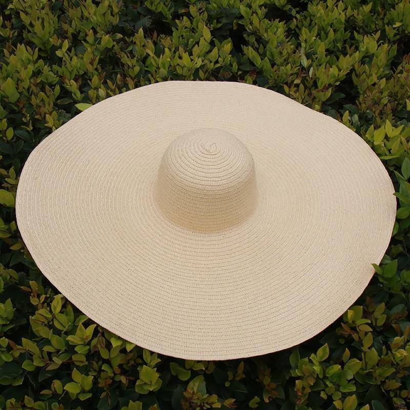 Sombrero de paja grande con protección UV Sombrero de sombrilla plegable - MXbueno
