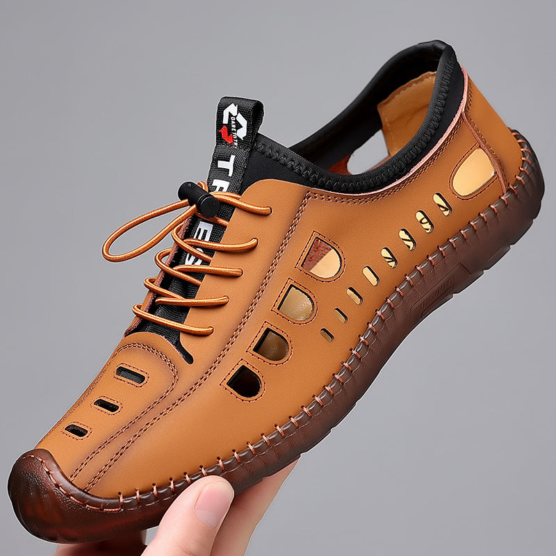 [M-Zapato] Zapatos Sin Cordones Con Suela Exterior Suave De Cuero