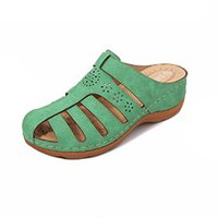 [W-Zapato] Sandalias De Mujer Con Punta Redonda Y Plataforma Informal