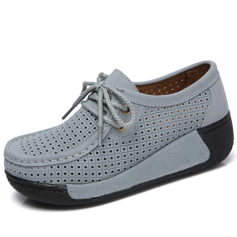 [W-Zapato] Zapatos De Cuña Casuales Con Plataforma Con Cordones