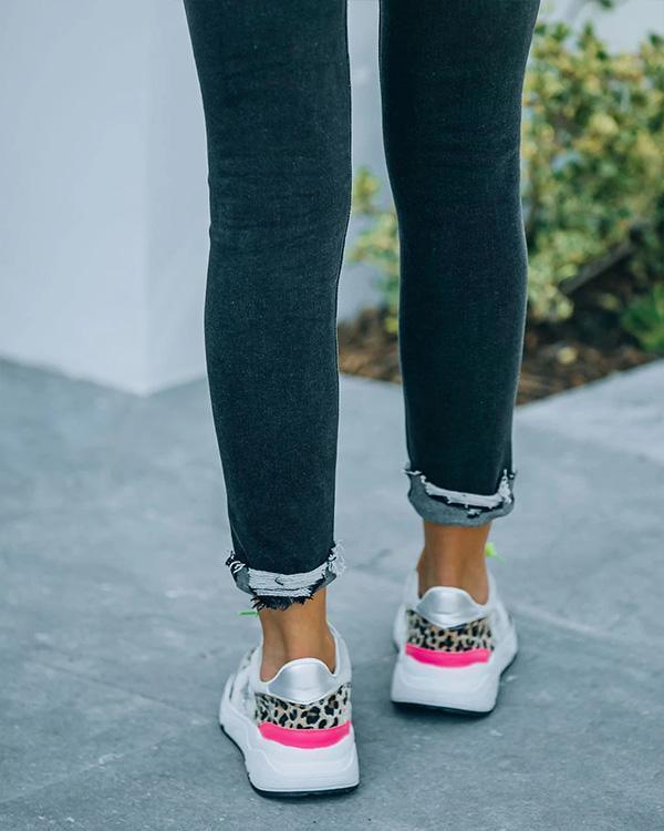 [W-Zapato] Zapatillas De Deporte Casuales Colorblock Con Plataforma De Cuña De Resorte Para Mujer Con Cordones