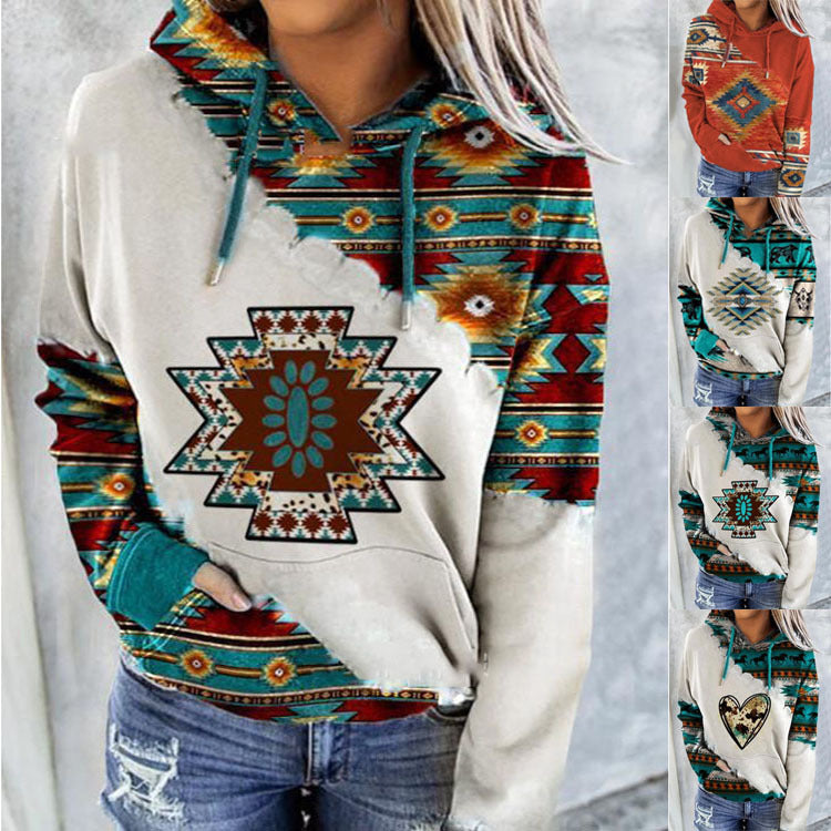 Suéter Estampado De Estilo étnico Para Mujeres Europeas Y Americanas Otoño E Invierno