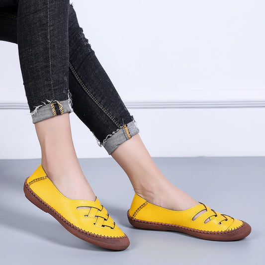 [W-Zapato] Zapatos Transpirables De Piel Con Tiras Cruzadas De Doble Uso