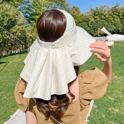 Sombrero De Sol Con Aleros Anchos Y Solapa De Cuello Para Mujeres