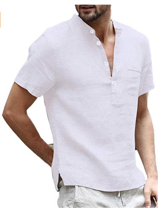 Camiseta de lino de color puro ligera y transpirable