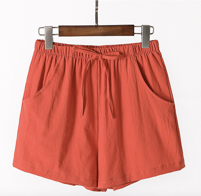 Pantalones cortos casuales de lino sueltos de talla grande - MXbueno