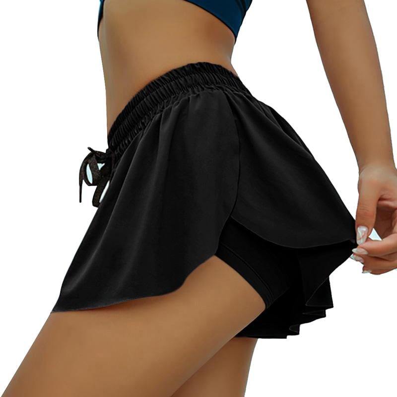 Pantalones cortos para correr con falda y glúteos 2 en 1 para mujer - MXbueno