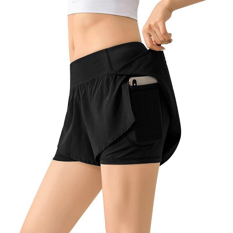 Pantalones cortos para correr con falda y glúteos 2 en 1 para mujer - MXbueno