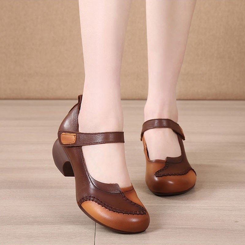 [W-Zapato] Zapatos De Piel Suave Estilo étnico Para Mujer (cómodos Y Ligeros)