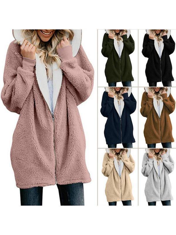 Otoño e invierno cordero lana cremallera chaqueta cálida - MXbueno
