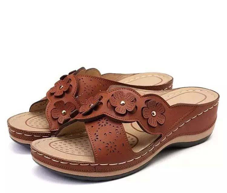 Sandalias de cuña de tobillo florales romanas de nueva moda 2021