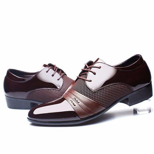 Zapatos blucher formales con detalle de cuadro de puntera puntiaguda con cordones para hombres