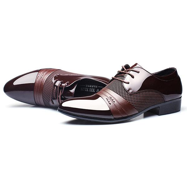 Zapatos blucher formales con detalle de cuadro de puntera puntiaguda con cordones para hombres