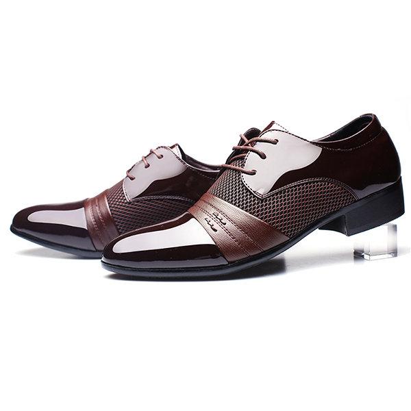 Zapatos blucher formales con detalle de cuadro de puntera puntiaguda con cordones para hombres