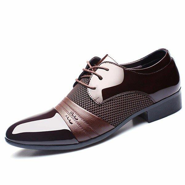 Zapatos blucher formales con detalle de cuadro de puntera puntiaguda con cordones para hombres