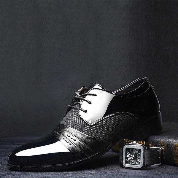 Zapatos blucher formales con detalle de cuadro de puntera puntiaguda con cordones para hombres