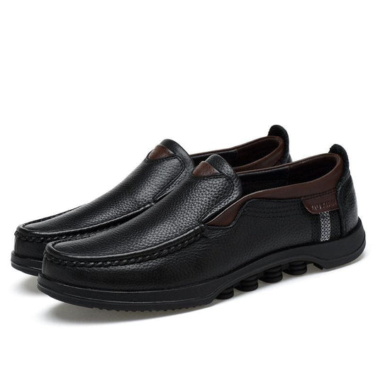 Zapatos casuales blandos de cuero vacuno slip on de talla grande para hombres