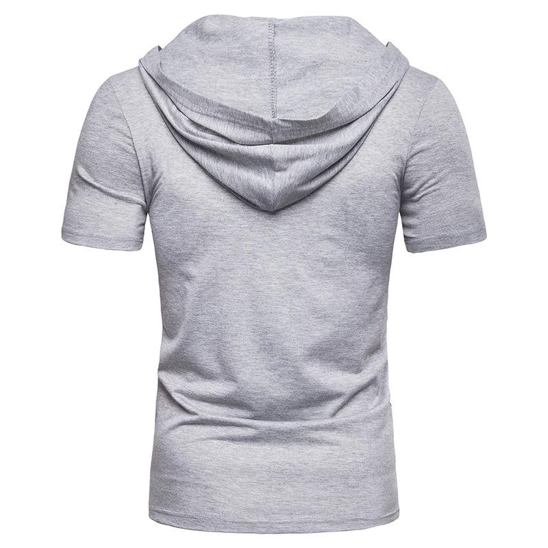 Camiseta de manga corta para hombre con capucha y correa suelta ropa de hombre